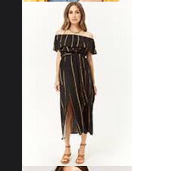 Striped M-Slit Off the Shoulder Maxi Dress F21 - Picture 11 of 11